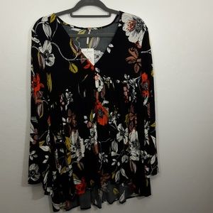 Free People Black dress tunic Small Floral boho